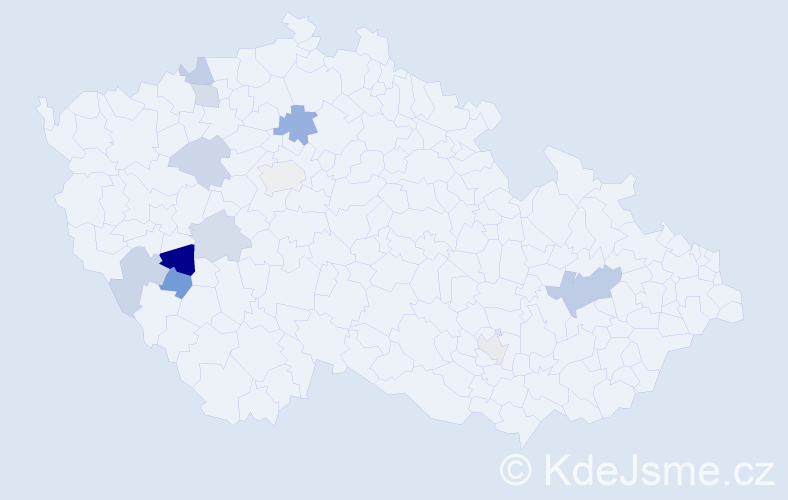 Příjmení: 'Bögiová', počet výskytů 16 v celé ČR