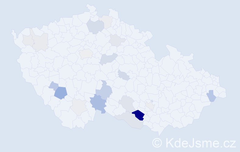 Příjmení: 'Hrbová', počet výskytů 55 v celé ČR