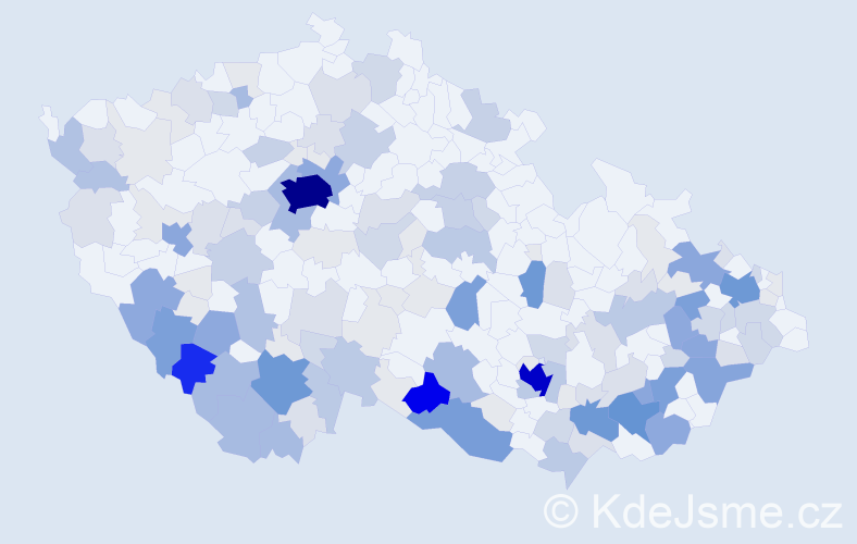 Příjmení: 'Pešlová', počet výskytů 621 v celé ČR