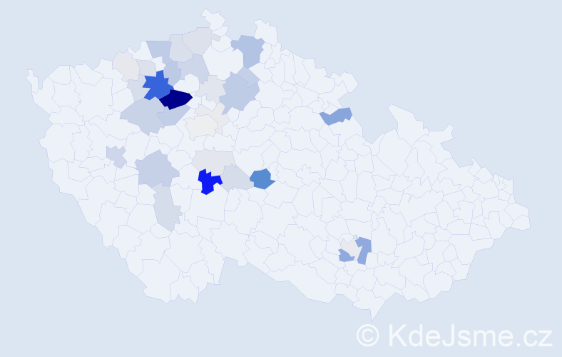 Příjmení: 'Cimrman', počet výskytů 134 v celé ČR