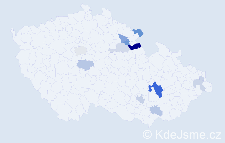 Příjmení: 'Papš', počet výskytů 24 v celé ČR