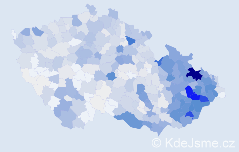 Příjmení: 'Pavelková', počet výskytů 4066 v celé ČR