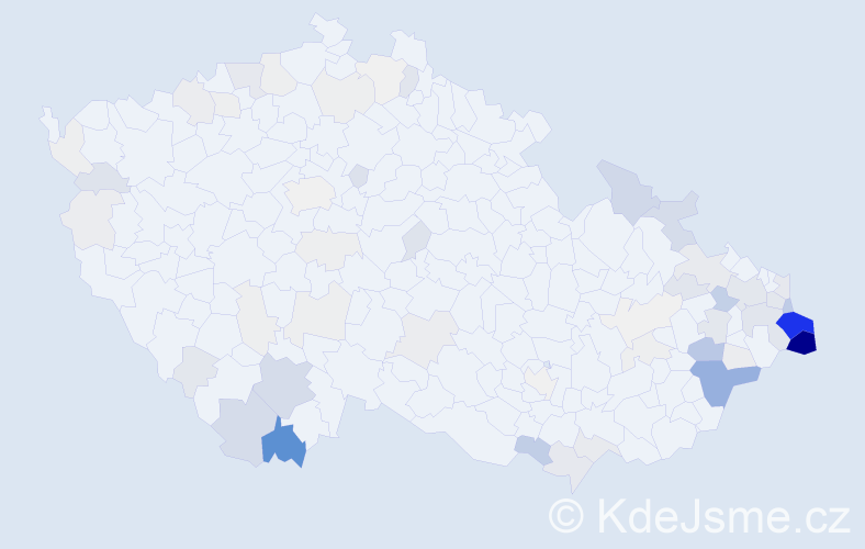 Příjmení: 'Labaj', počet výskytů 304 v celé ČR