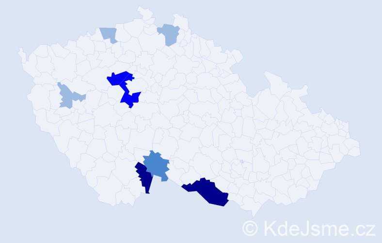 Příjmení: 'Mikudim', počet výskytů 19 v celé ČR