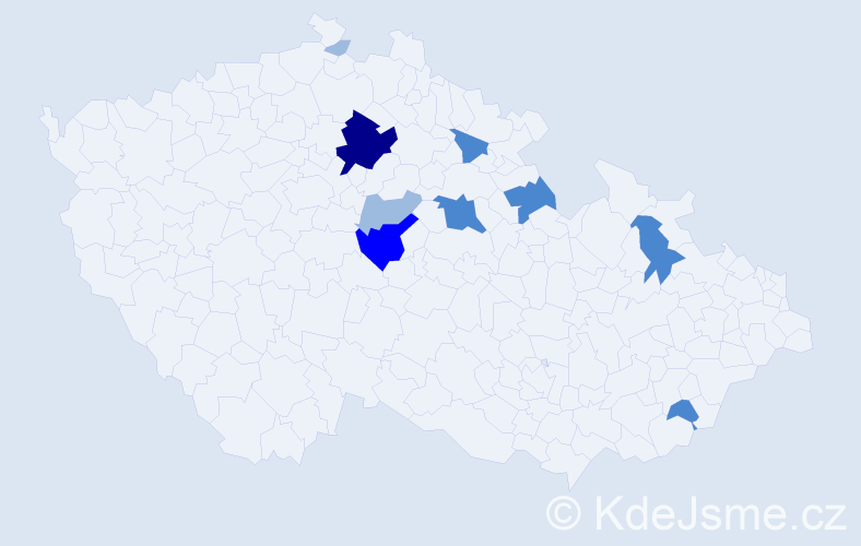 Příjmení: 'Trávnická', počet výskytů 19 v celé ČR