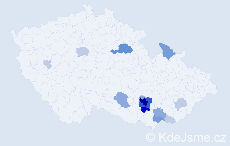 Příjmení: 'Langášek', počet výskytů 46 v celé ČR