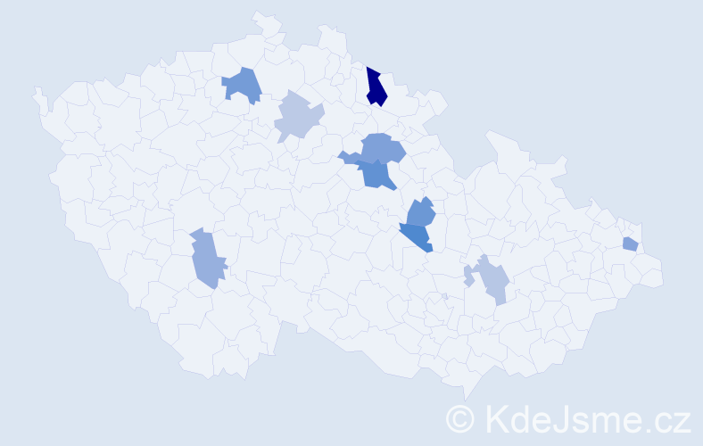Příjmení: 'Grigel', počet výskytů 19 v celé ČR