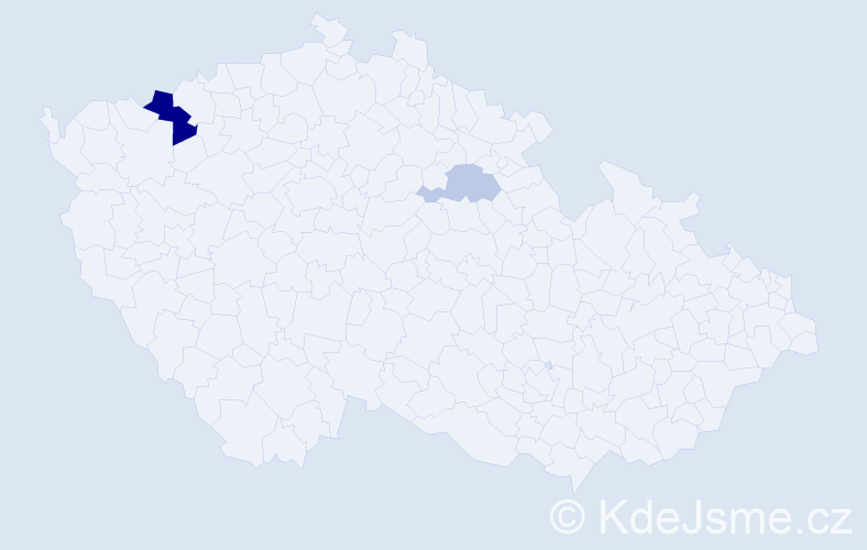 Příjmení: 'Kunsta', počet výskytů 5 v celé ČR