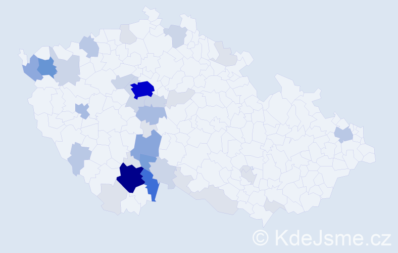 Příjmení: 'Zimmel', počet výskytů 135 v celé ČR