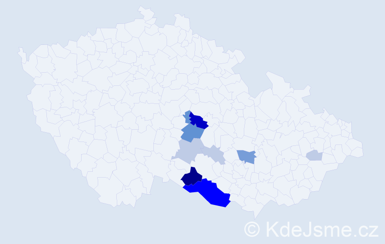 Příjmení: 'Vidourková', počet výskytů 37 v celé ČR