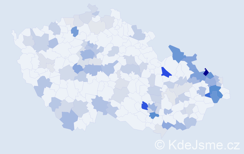 Příjmení: 'Kocianová', počet výskytů 302 v celé ČR