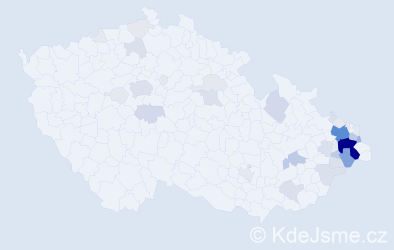 Příjmení: 'Biolek', počet výskytů 136 v celé ČR