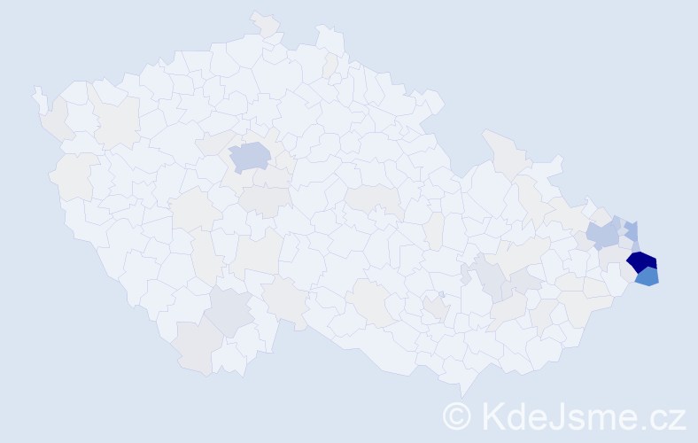 Příjmení: 'Cieslar', počet výskytů 493 v celé ČR