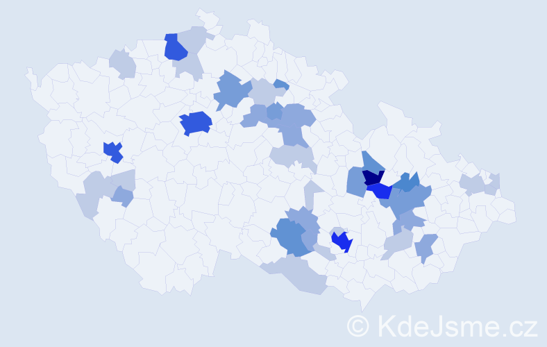Příjmení: 'Pyšná', počet výskytů 102 v celé ČR