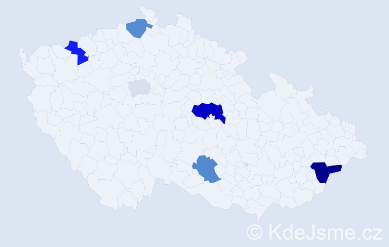 Příjmení: 'Daniels', počet výskytů 8 v celé ČR