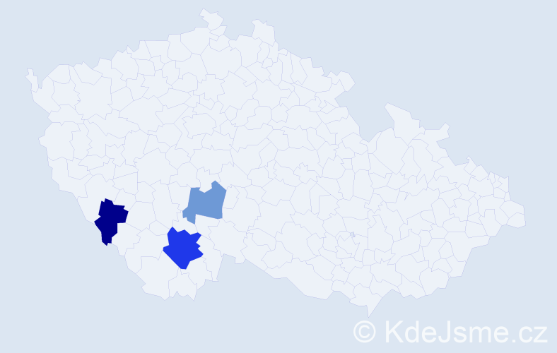 Příjmení: 'Pierová', počet výskytů 5 v celé ČR