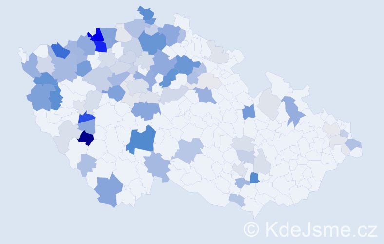 Příjmení: 'Kovačová', počet výskytů 274 v celé ČR