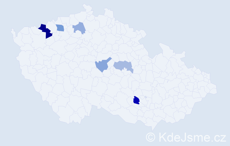Příjmení: 'Filingr', počet výskytů 11 v celé ČR