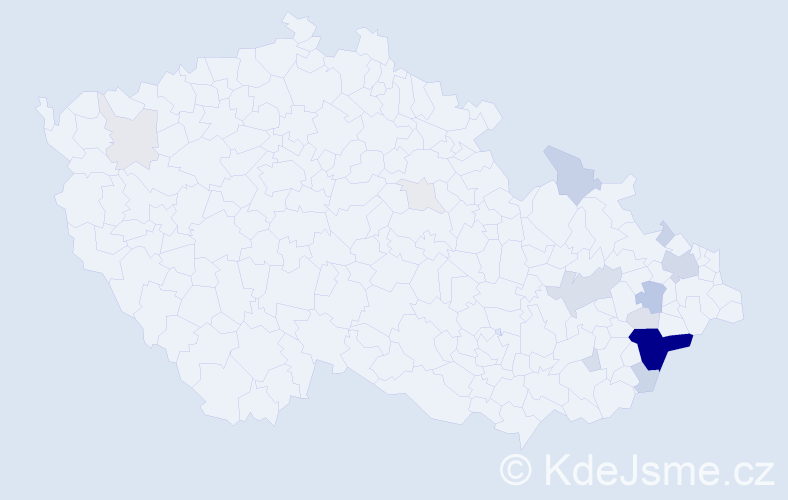 Příjmení: 'Machalec', počet výskytů 58 v celé ČR