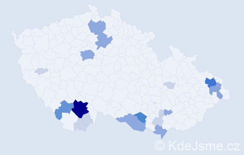Příjmení: 'Remiášová', počet výskytů 54 v celé ČR