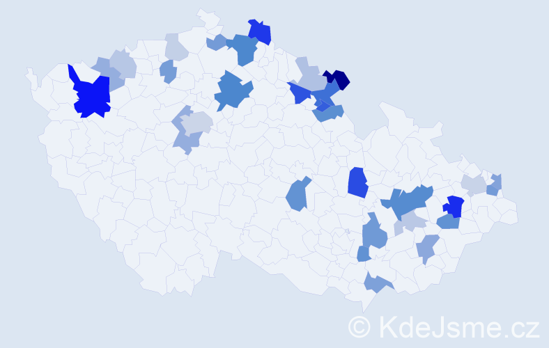 Příjmení: 'Hrnková', počet výskytů 75 v celé ČR