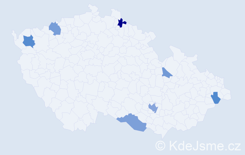 Příjmení: 'Kucin', počet výskytů 16 v celé ČR
