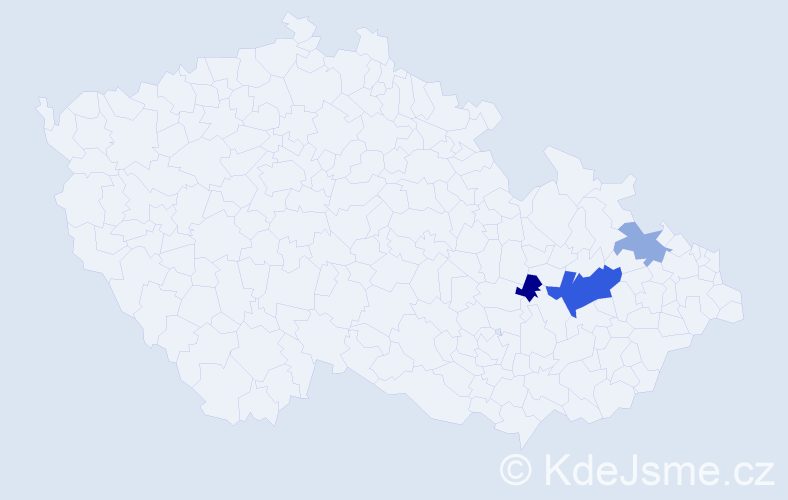 Příjmení: 'Hanos', počet výskytů 9 v celé ČR