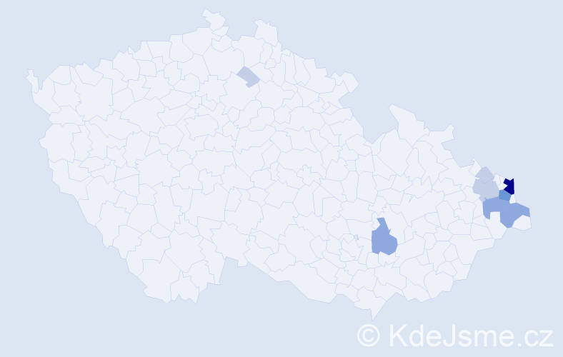 Příjmení: 'Kolarzová', počet výskytů 24 v celé ČR