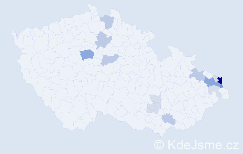 Příjmení: 'Karpeta', počet výskytů 53 v celé ČR
