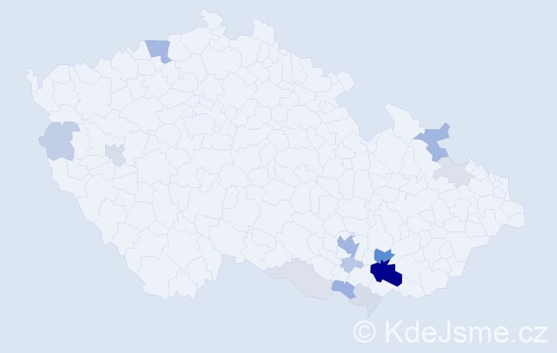 Příjmení: 'Zajdák', počet výskytů 43 v celé ČR