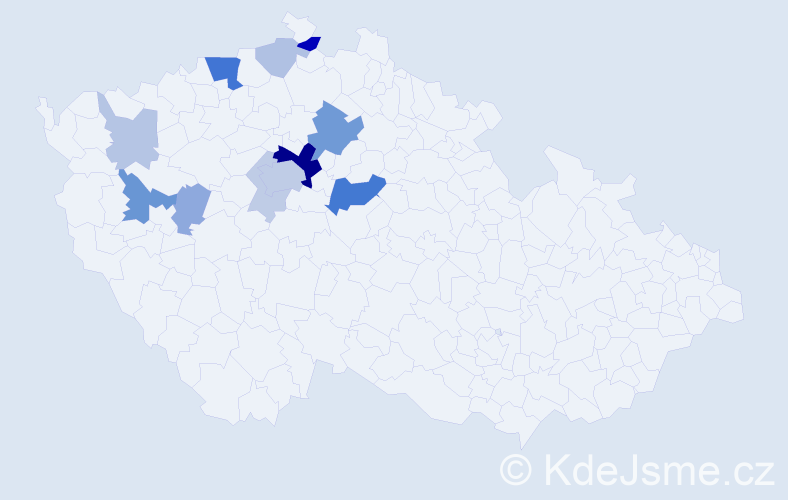 Příjmení: 'Kruška', počet výskytů 35 v celé ČR