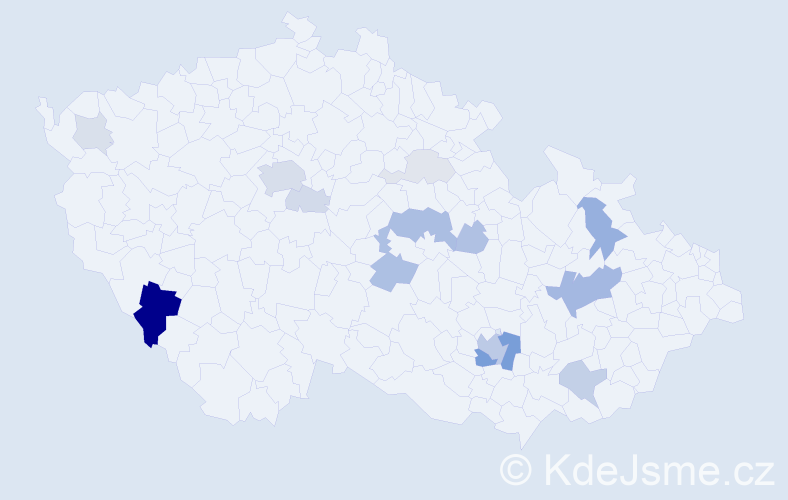 Příjmení: 'Tonner', počet výskytů 47 v celé ČR