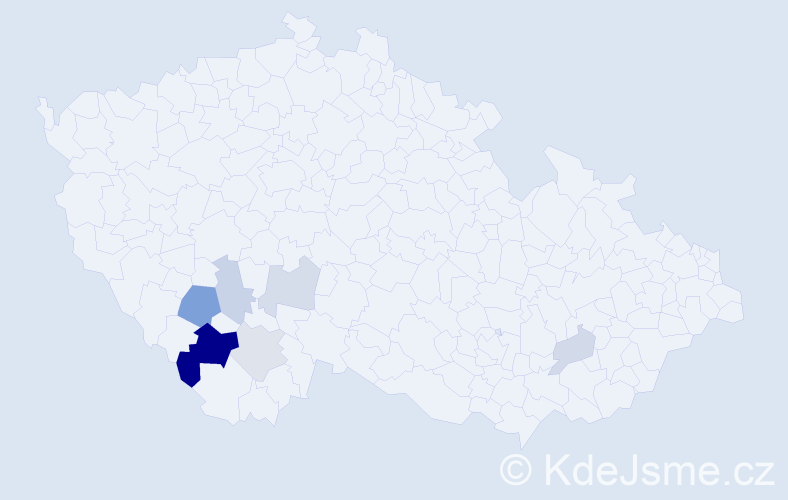 Příjmení: 'Kubernová', počet výskytů 15 v celé ČR