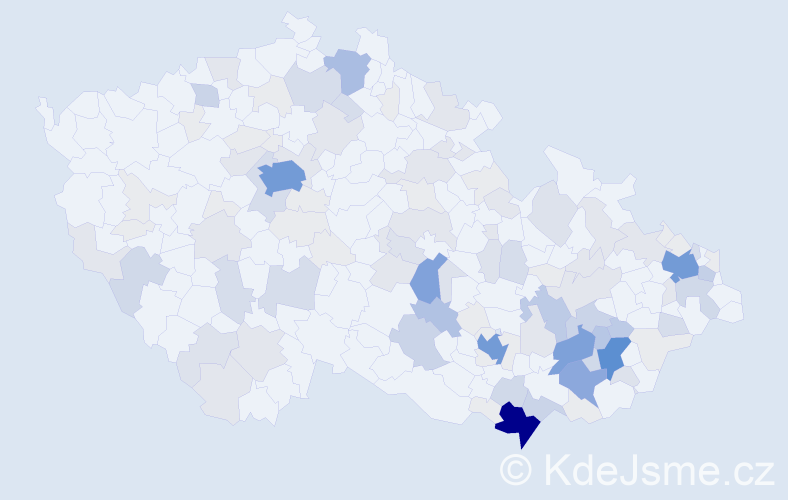 Příjmení: 'Pálka', počet výskytů 457 v celé ČR