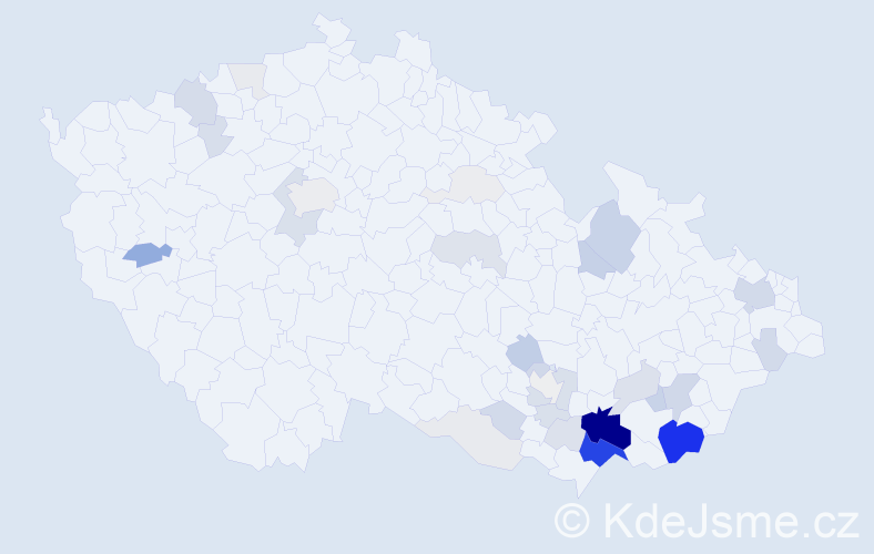 Příjmení: 'Kundrata', počet výskytů 148 v celé ČR