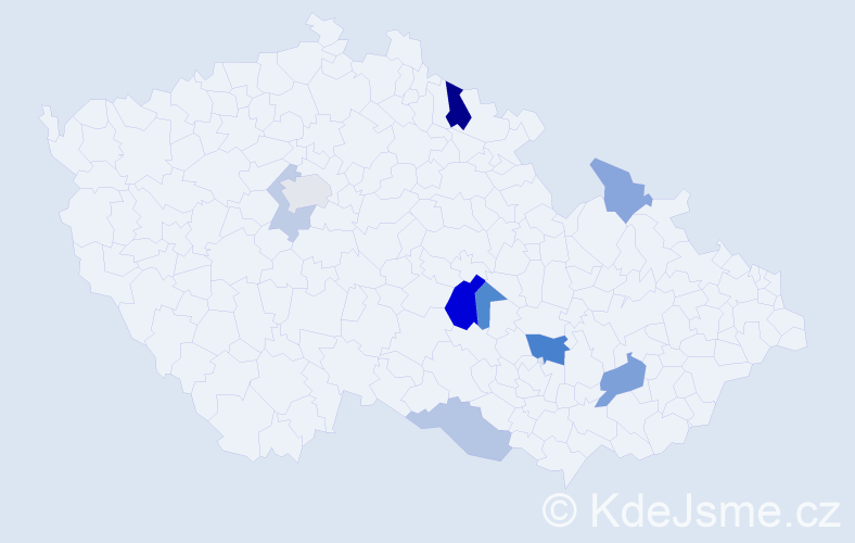 Příjmení: 'Hromátková', počet výskytů 18 v celé ČR