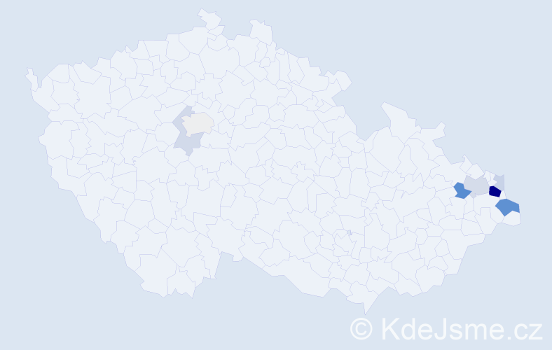 Příjmení: 'Oczko', počet výskytů 25 v celé ČR