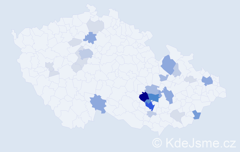 Příjmení: 'Kašparec', počet výskytů 97 v celé ČR