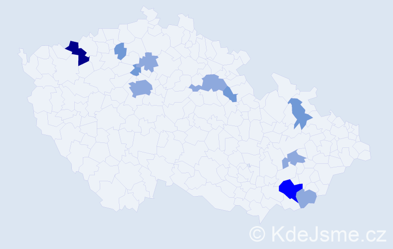 Příjmení: 'Chrvala', počet výskytů 23 v celé ČR
