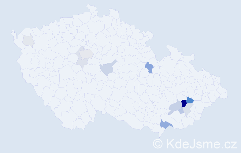 Příjmení: 'Macůrek', počet výskytů 45 v celé ČR