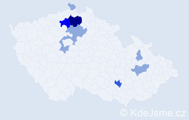 Příjmení: 'Pauzr', počet výskytů 19 v celé ČR