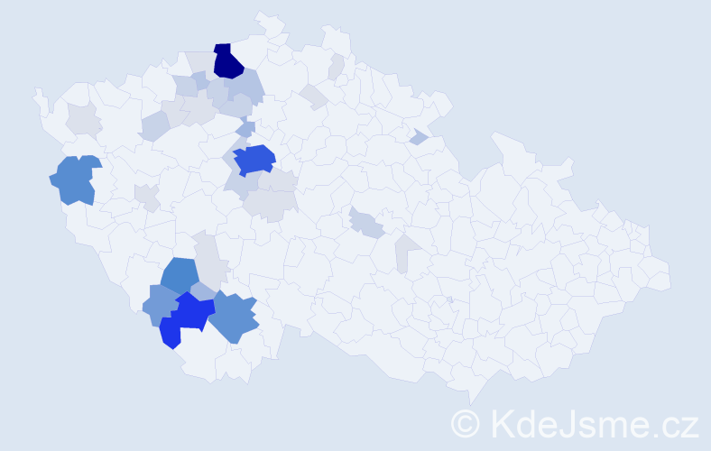 Příjmení: 'Lácha', počet výskytů 138 v celé ČR