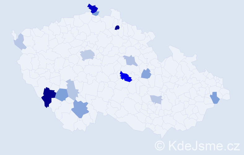 Příjmení: 'Ninger', počet výskytů 39 v celé ČR