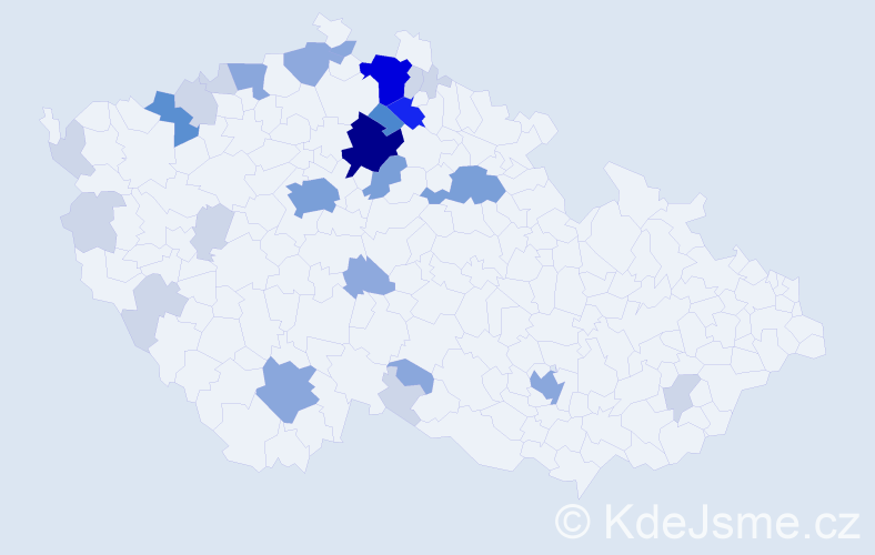 Příjmení: 'Nezdarová', počet výskytů 90 v celé ČR
