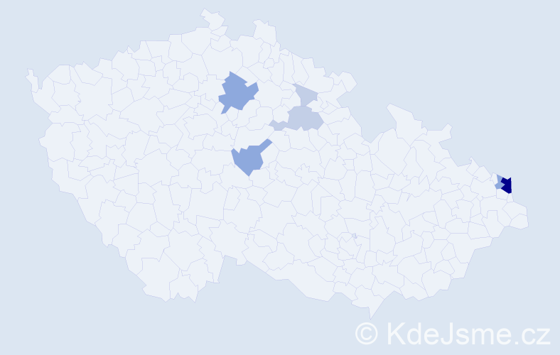Příjmení: 'Dˇbrowski', počet výskytů 19 v celé ČR