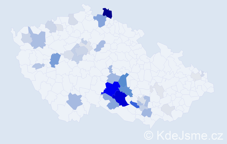 Příjmení: 'Partl', počet výskytů 152 v celé ČR
