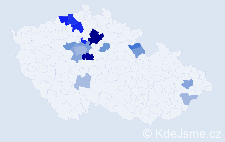Příjmení: 'Ladová', počet výskytů 55 v celé ČR