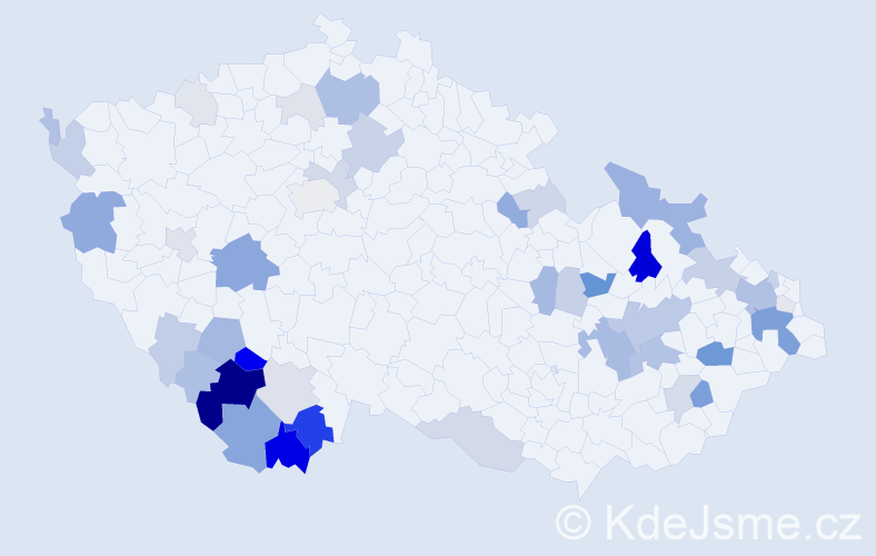 Příjmení: 'Čajanová', počet výskytů 142 v celé ČR