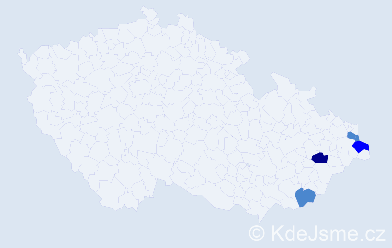 Příjmení: 'Krenželáková', počet výskytů 8 v celé ČR