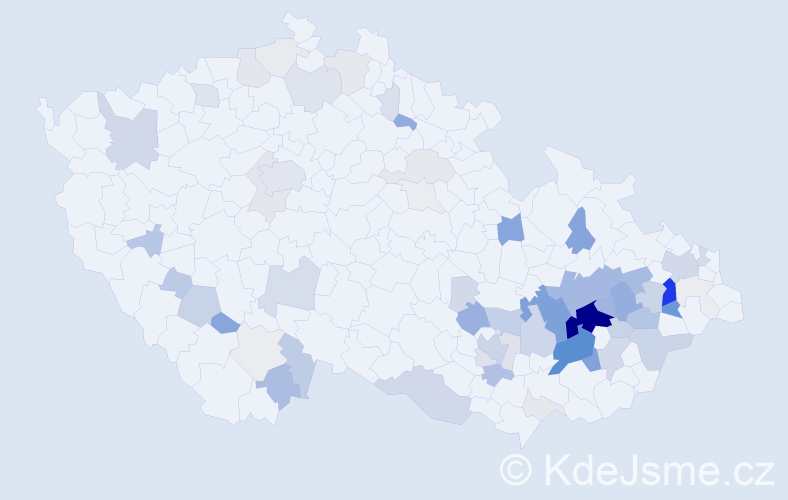 Příjmení: 'Černošek', počet výskytů 282 v celé ČR
